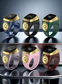 1个时尚智能祈祷戒指，计数戒指，念珠，5个时间提醒，方向指引，USB充电，电池续航时间长，OLED屏幕显示，适用于祈祷计数、节日礼物等。 - 多色 - 查看 3