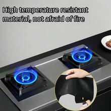 1pc Gas Stove Oil-Proof Mat Kitchen Integrated Cooktop Protective Pad,Kitchen,Kitchen Items,Food,Cooking,Camping,Vacation,Beach,Room Decor,Organizer,Party,Travel. - Black - View 2