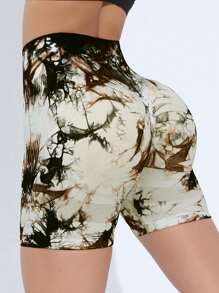 3 pezzi Pantaloncini per l'allenamento Tie-Dye per le donne, pantaloncini da biker aderenti per sollevamento del sedere a vita alta per yoga e palestra senza soluzione di continuità, attrezzatura sportiva da donna