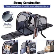 LEKESKY - Large Cat Backpack Carrier Expandable Pet Carrier Backpack For Small Dogs Medium Cats Fit Up To 18 Lbs, Dog Carrier Backpack,Puppy Backpack Carrier, Blue Striped - Xanh và trắng - Xem 7