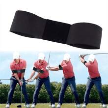 高爾夫球擊球訓練輔助器，矯正擊球手姿勢的工具，適用於初學者，藉由手臂肘部的姿勢教學輔助器，進行高爾夫球桿的練習 - 黑色 - 查看 1
