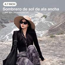 Sombreros de Sol para Mujeres - Sombrero de Sol para Mujer, ala Ancha, Plegable, Transpirable, Impermeable, Proteccion Solar UV Gorras para Pesca/Senderismo (12cm/ UPF 50+) Entrega Mangas para Brazos - Caqui - Ver 2