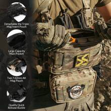 VOTAGOO胸掛包-戰術胸掛包，Molle模塊化微型戰鬥胸掛包，可調節和拆卸，配有5.56/7.62彈匣袋 - BKCP - 查看 2