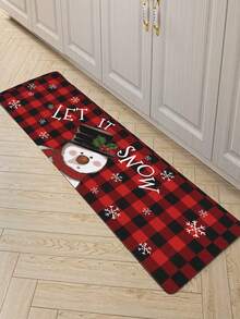1入組聖誕雪人圖案防水防滑廚房地墊套裝，適用於跑步地墊、床邊地墊、鄉村廚房防銹超級吸水可水洗地墊，家居辦公室水槽洗衣
