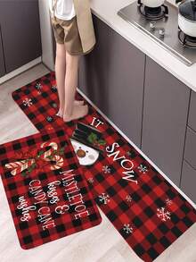 1入組聖誕雪人圖案防水防滑廚房地墊套裝，適用於跑步地墊、床邊地墊、鄉村廚房防銹超級吸水可水洗地墊，家居辦公室水槽洗衣