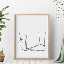 1 pieza/Set Arte de pared de dibujo de línea de pareja, impresión de arte de pareja para regalo de aniversario, cartel retro, impresión de arte de lienzo sin marco - Multicolor - Ver 1