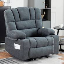Pholstered Heated Massage Chair- Massage Rocker Recliner With Heat And Vibration, 360 Degree Swivel Antiskid Fabric Single Sofa With 2 Cup Holder, Heavy Duty Reclining Chair For Living Room, Bedroom, Home - 灰色 - 查看 1