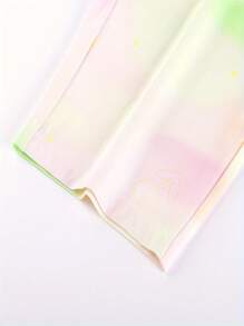 Annil 女童扎染印花立体花朵圆领短袖七分裤套装夏季新款抗菌衣弹力甜美 - 粉色 - 查看 7