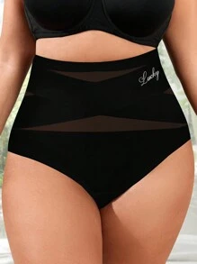 MIOTAN Pantalones de triángulo negro de cintura alta para mujer de talla grande con diseño de tiras cruzadas suaves - Negro - Ver 2