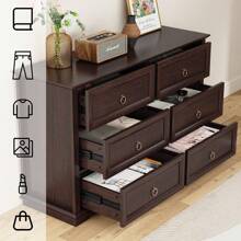 6 Drawers  Double Drawers Dresser Chests With Storage For Bedroom,Living Room