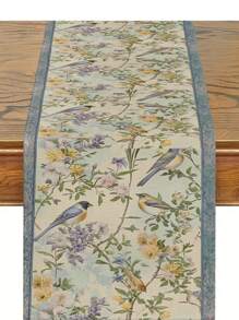 1 Stück Tischläufer mit Vogelmuster, Landhausstil, 33cm * 183cm / 13 Zoll * 72 Zoll Rechteckform, einseitig Muster, Tischläufer für Heimdekoration, Küchendekoration, einfach und elegant, geeignet für Heimküchendekoration und Event-Partydekoration
