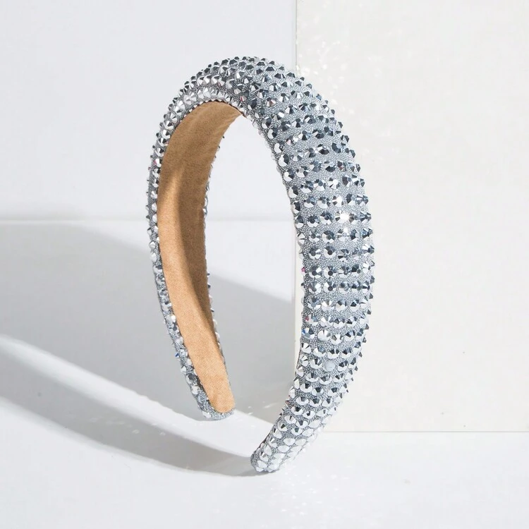 Simple Korean-Style Multicolor Rhinestone Decorated Headband, Sponge Padded Versatile Hair Hoop - For Women And Girls' Everyday Use, Face Washing, Outdoor Activities; Stylish Anti-Hair Tie Headpiece Tiaras - Multicolor - View 11