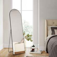 Sweetcrispy Arched Full Length Mirror 64"X21" For Bedroom, Full Body Mirror With Stand, Hanging Or Leaning For Wall, Aluminum Alloy Thin Frame Floor Standing For Living Room, Tall, Black - Black - View 3