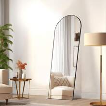 Sweetcrispy Arched Full Length Mirror 64"X21" For Bedroom, Full Body Mirror With Stand, Hanging Or Leaning For Wall, Aluminum Alloy Thin Frame Floor Standing For Living Room, Tall, Black - Black - View 4