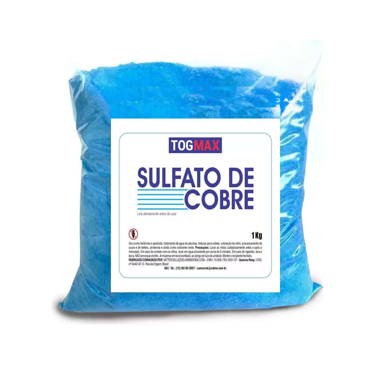 Sulfato De Cobre 99% Pureza 1kg Contra Caramujos Multiuso - Branco - Visão 1