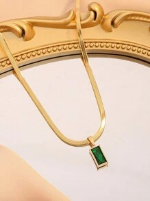 3pcs/Set Stainless Steel Vintage Style Emerald Green Jewellery Set With Unique Design, Suitable For Party, Date And Daily Wear - Earrings - View 2