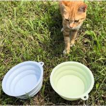 1 Pc Collapsible Dog Bowl 350ml, Travel Dog Water Bowl With Buckle, Silicone Portable Dog Food Bowl Suitable For Cat And Dog Walking, Hiking, Camping Water Bottle Camping
