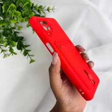 Capa Anti Impacto Colorida/ Samsung Galaxy M62 / Porta cartão com Botão para levantar (CF39) - Vermelho - Visão 2