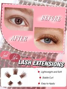 192 Cluster Brown Lash Clusters Eyelash Extension  Individual Lash Clusters   D Curl   0.07 D  Handmade  Grafting  Lash Clusters  Individual  False  Eyelashes   Wispy   DIY  Long-Lasting   Eyelashes  Extensions