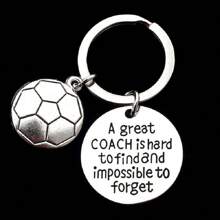 1pc Stainless Steel Pendant Keychain With Tennis, Soccer, Basketball, Football, Baseball, And Softball Patterns, Great Gift For Coaches Or Graduation - Silver - View 14