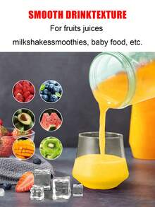 Portable Blender, Personal Blender For Shakes And Smoothies, Mini Blender With 6 Blades 150W Powerful, USB Rechargeable,600ML To-Go Cups And Spout Lids For Frozen Blending, Kitchen, Home, Travel,Kitchen Portable Fruit Machine,Portable Juicer And Blender,Juice,Lemon. - Black - View 5