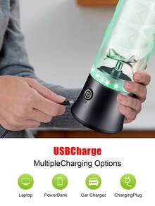 Portable Blender, Personal Blender For Shakes And Smoothies, Mini Blender With 6 Blades 150W Powerful, USB Rechargeable,600ML To-Go Cups And Spout Lids For Frozen Blending, Kitchen, Home, Travel,Kitchen Portable Fruit Machine,Portable Juicer And Blender,Juice,Lemon. - Black - View 4
