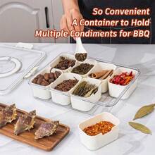 Divided Serving Tray With Lid And Handle, Portable Snack Containers Snackle Box Snack Tray With Lid, Veggie Tray Charcuterie Boxes Fruit Tray Candy Organizer - Cream - View 3