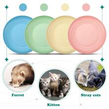 Conjunto de 4/8 bowls de comida para gatos de 6 pulgadas, poco profundo y adecuado para gatitos y gatos con patas cortas con forma redonda ancha, hecho de paja (color claro) - Multicolor - Ver 7