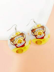 1對卡通可愛有趣海洋系貝殼桶和沙灘印花耳環，適合度假、派對、日常穿著。是送給朋友的精美禮物 - 彩色 - 查看 7