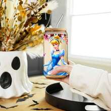 1 cốc nước thủy tinh chủ đề công chúa hoạt hình 16oz, tên cá nhân được tùy chỉnh với màu hoa văn công chúa hoạt hình được in bằng nắp và ống hút, lý tưởng cho sinh nhật, Giáng sinh, tách cà phê, món quà hoàn hảo cho gia đình và bạn bè - trong suốt - Xem 5