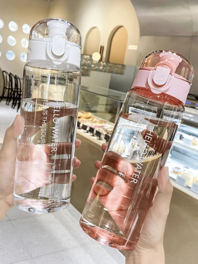 1 件 780ml/26.38oz 圆盖杯，简约透明运动杯，便携式绳杯，返校用品，水瓶，适用于户外、露营