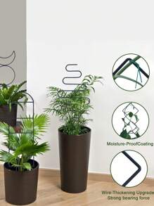 4入組室內攀爬植物扶架，13英寸小花園金屬盆栽攀爬架，適用於室內室外葡萄藤常春藤花卉植物支撐，帶有4種花紋 - 黑色 - 查看 3