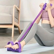 1pc Pedal Resistance Band, Multi-Functional Leg Stretcher Exercise Equipment For Home - Purple - View 2