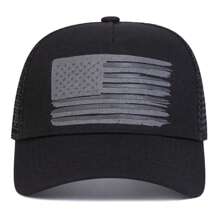 1pc Men's American Flag Embroidered Baseball Cap, Adjustable Outdoor Sun Protection Mesh Hat Suitable For Spring And Autumn Travel, Beach Parties, Trucker Hat,Summer,Holiday,Festival - Multicolor - View 3