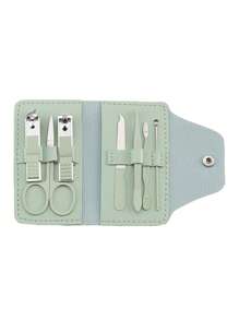 不銹鋼指甲刀套裝專業修護套裝,適用於面部/手部/足部護膚和指甲護理工具,附帶皮革旅行套裝 - 綠色 - 查看 12