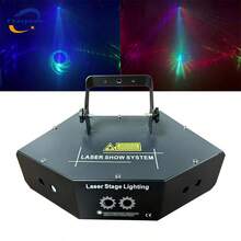 INXZNAU Full Color 6-Eyes RGB DJ Laser Light/DMX512 Control Scan Stage Light/Scanner/Projector/Disco Beam Effect For Stage Parties Christmas - Black - View 2