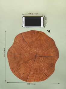 1入組木紋塑料絕緣餐墊樹樁設計家用防滑桌墊 - 棕色 - 查看 11