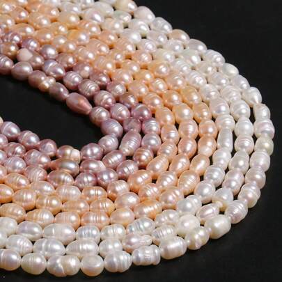 4-8mm Natural Freshwater Pearls Beaded Rice Shape Loose Spacer Beads For Jewelry Making DIY Bracelet Necklace Accessories