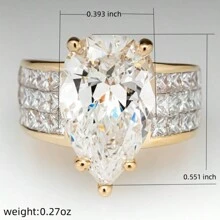 1pc Fashionable Zinc Alloy Ring With Pear-Shaped Decoration, Suitable For Women's Daily Wear, Wedding, Engagement, Parties, Valentine's Day Gift Valentines
