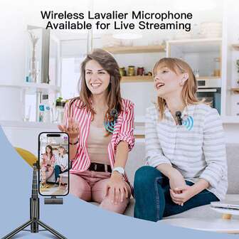 Microphone mini portable sans fil Lavalier, annulation intelligente du bruit, anti-vent, double élimination du bruit. Peut être utilisé pour le chant, les conférences, les interviews, l'enregistrement vidéo et audio pour téléphone Android et tablette. Nouvelle mise à niveau.