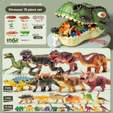 1-76 piezas Conjunto de juguetes de dinosaurios jurásicos, figuras realistas de dinosaurios de plástico blando como Triceratops, T-Rex, Pteranodon y otros, regalos educativos para fiesta de cumpleaños - Multicolor - Ver 15
