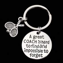 1pc Stainless Steel Pendant Keychain With Tennis, Soccer, Basketball, Football, Baseball, And Softball Patterns, Great Gift For Coaches Or Graduation - Silver - View 5