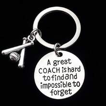 1pc Stainless Steel Pendant Keychain With Tennis, Soccer, Basketball, Football, Baseball, And Softball Patterns, Great Gift For Coaches Or Graduation - Silver - View 6