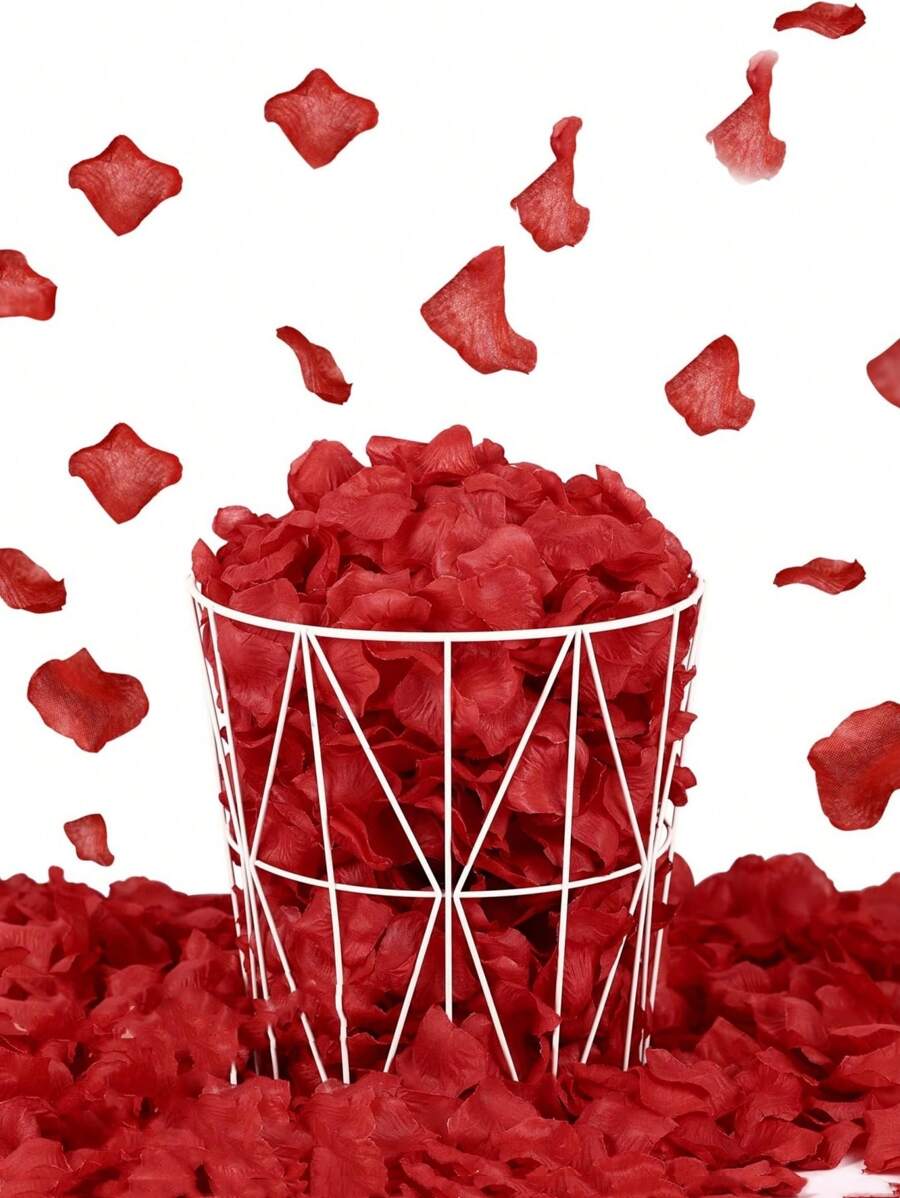 MEHELANY 1500/600/100pcs Artificial Rose Petals, Burgundy Fake Rose Petals, Artificial Flowers, Romantic Decor For Valentine's Day, Wedding, Dinner Table, Birthday, Creating Romantic Atmosphere - Burgundy - View 1