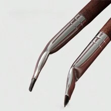 1pc Flat Headed Bent Eyeliner Brush For Inner & Outer Corner, Tear Duct, Waterline & Detailed Eye Makeup - Redwood - View 3
