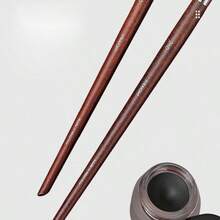 1pc Flat Headed Bent Eyeliner Brush For Inner & Outer Corner, Tear Duct, Waterline & Detailed Eye Makeup - Redwood - View 5