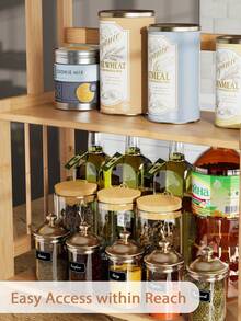 FURCHEN Bamboo Spice Rack, Kitchen Countertop Spice Rack Organizer, 3 Tier Free Standing Kitchen Organiser, Wooden Shelf For Storing Spices, Oil, Jars, Bottles, Natural - Multicolor - View 4
