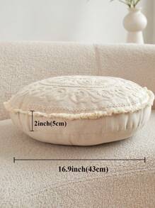 1 pieza Funda de cojín bordada con motivos florales redonda, adecuada para decoración interior, funda de almohada redonda para todas las estaciones, sin relleno