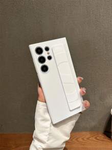 奢华素色亲肤硬腕带弹性腕带保护壳适用于三星 Galaxy S25 S24 S23 Ultra Plus 防震后盖防水防摔防刮