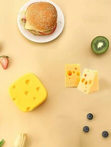 1 pieza Contenedor de queso rebanado, Contenedores de plástico con tapas Caja de almacenamiento de rebanadas de queso Organizador de frutas y verduras Conservador de alimentos para refrigerador, Caja de almacenamiento de rebanadas de queso con tapa abatible, Bloque de mantequilla de plástico, Soporte para rebanadas de queso, Conservador de queso rebanado - Amarillo - Ver 2